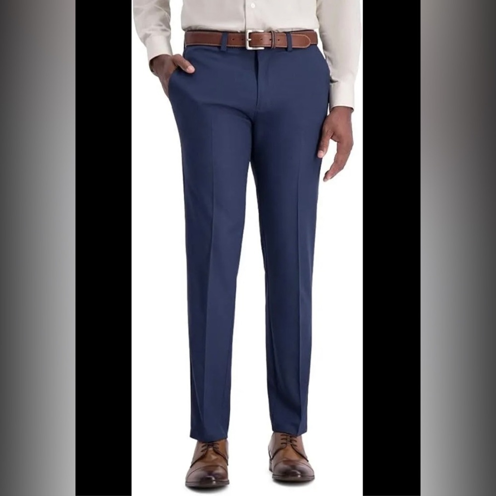 Haggar H26 Men's Dress Pants 38x30 Blue Stretch Straight HC10555 Wrinkle Free